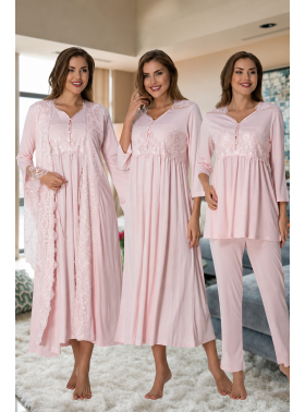 Effortt 3014 Pudra Özel Tasarım Lohusa Hamile 4'lü Set